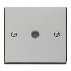 POLISHED CHROME SINGLE COAXIAL OUTLET WHITE INSERT